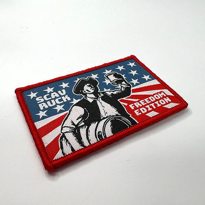 Washable υφαμένα μπαλώματα Velcro ετικετών συνήθειας που υποστηρίζουν τα σύνορα Merrow